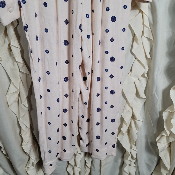 NWT Free People Star Eyes Pale Pink Print Jumpsuit Medium Straight Leg Plunging - Picture 13 of 14
